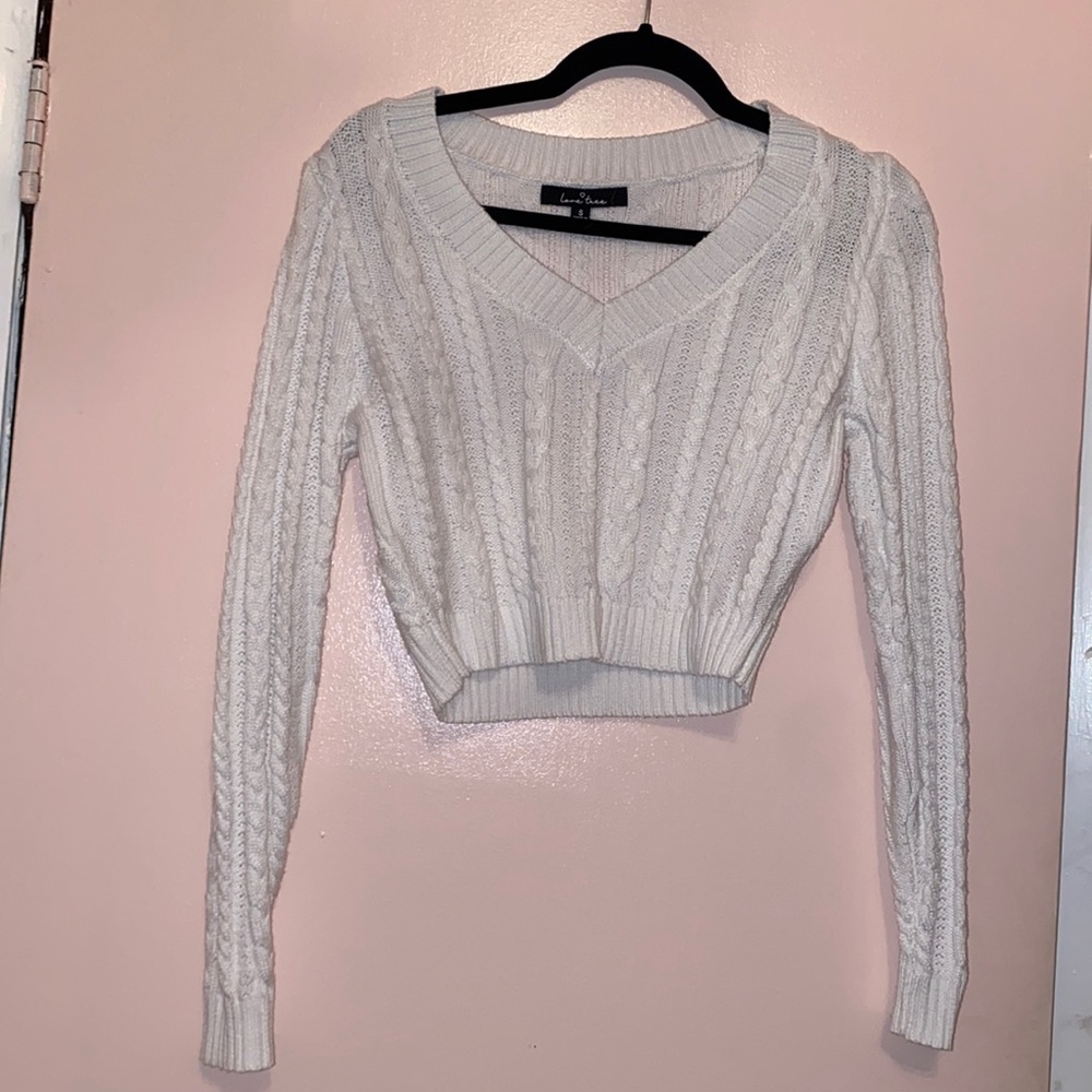 knit cable cropped sweater